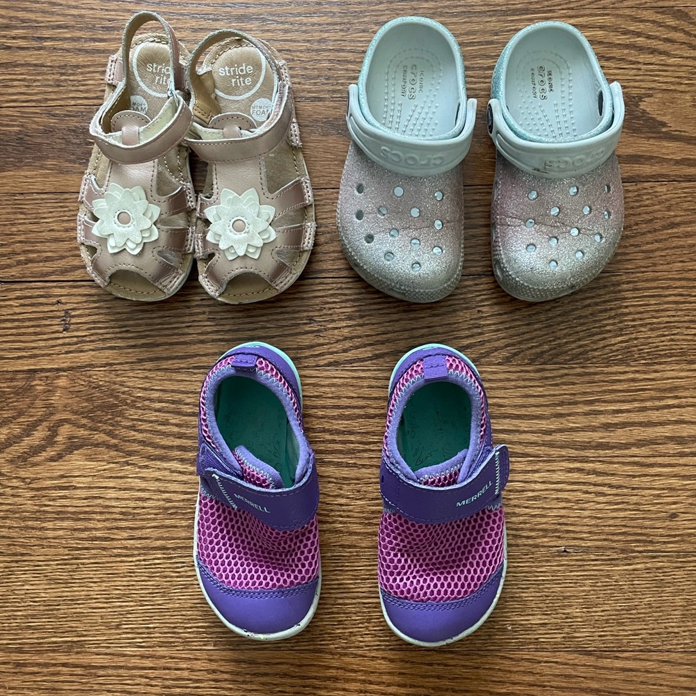 Stride Rite Merrill Crocs toddler girl size 8 sandal water shoe lot